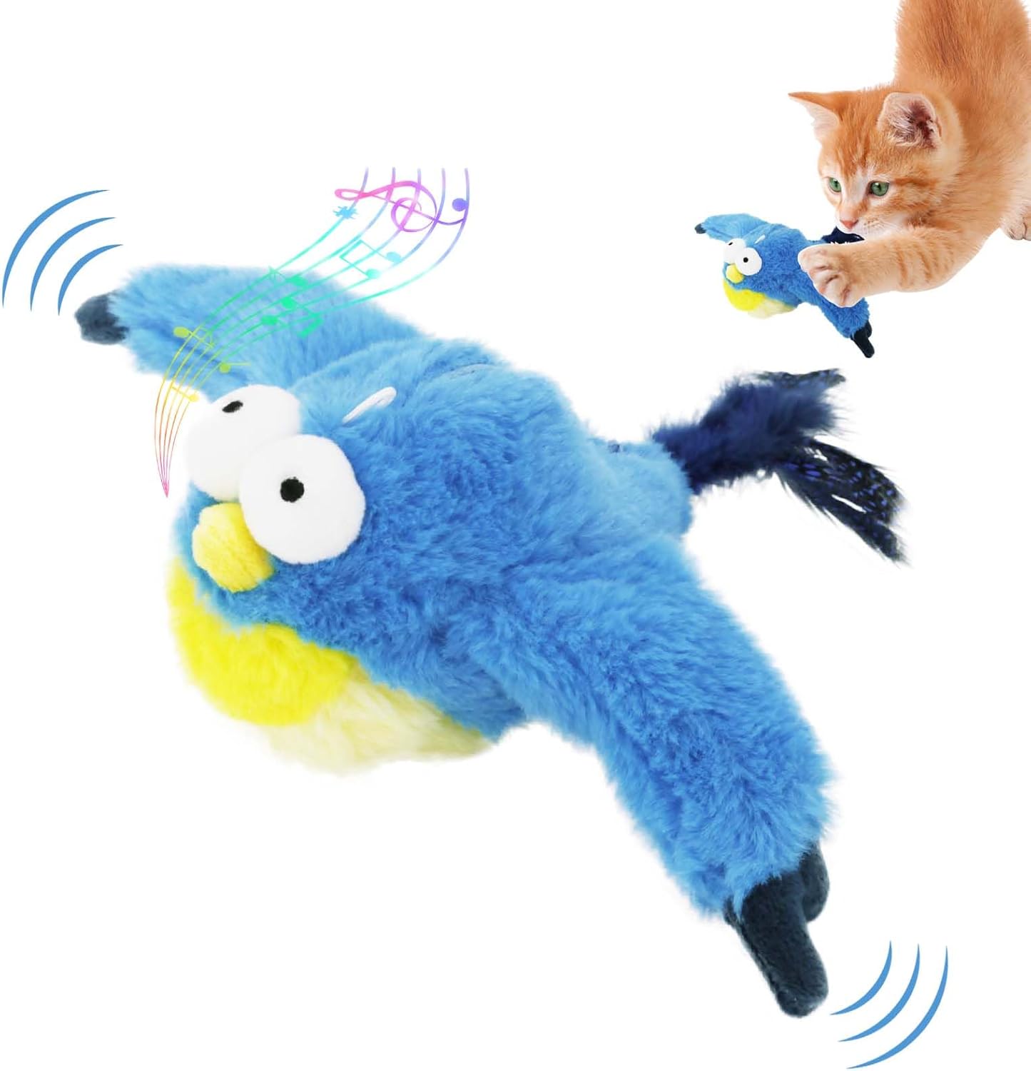 Interactive Chirping Bird Cat Toy - Flapping Bird Toy for Indoor Cats