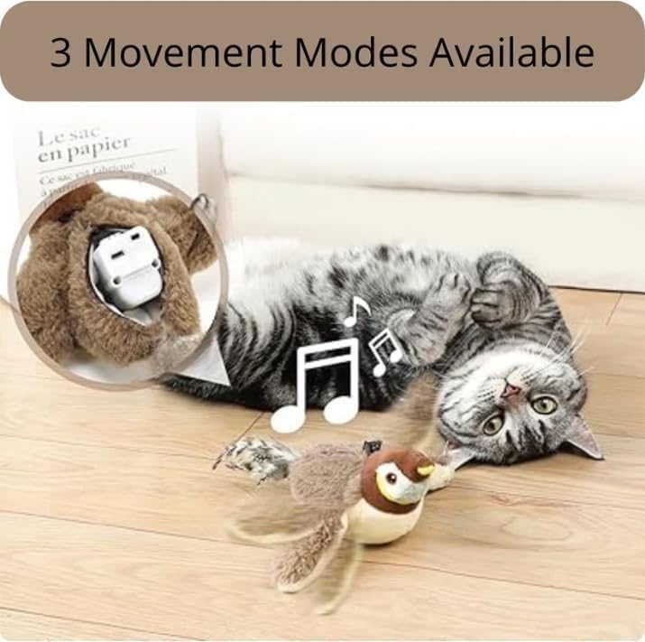 Interactive Chirping Bird Cat Toy - Flapping Bird Toy for Indoor Cats