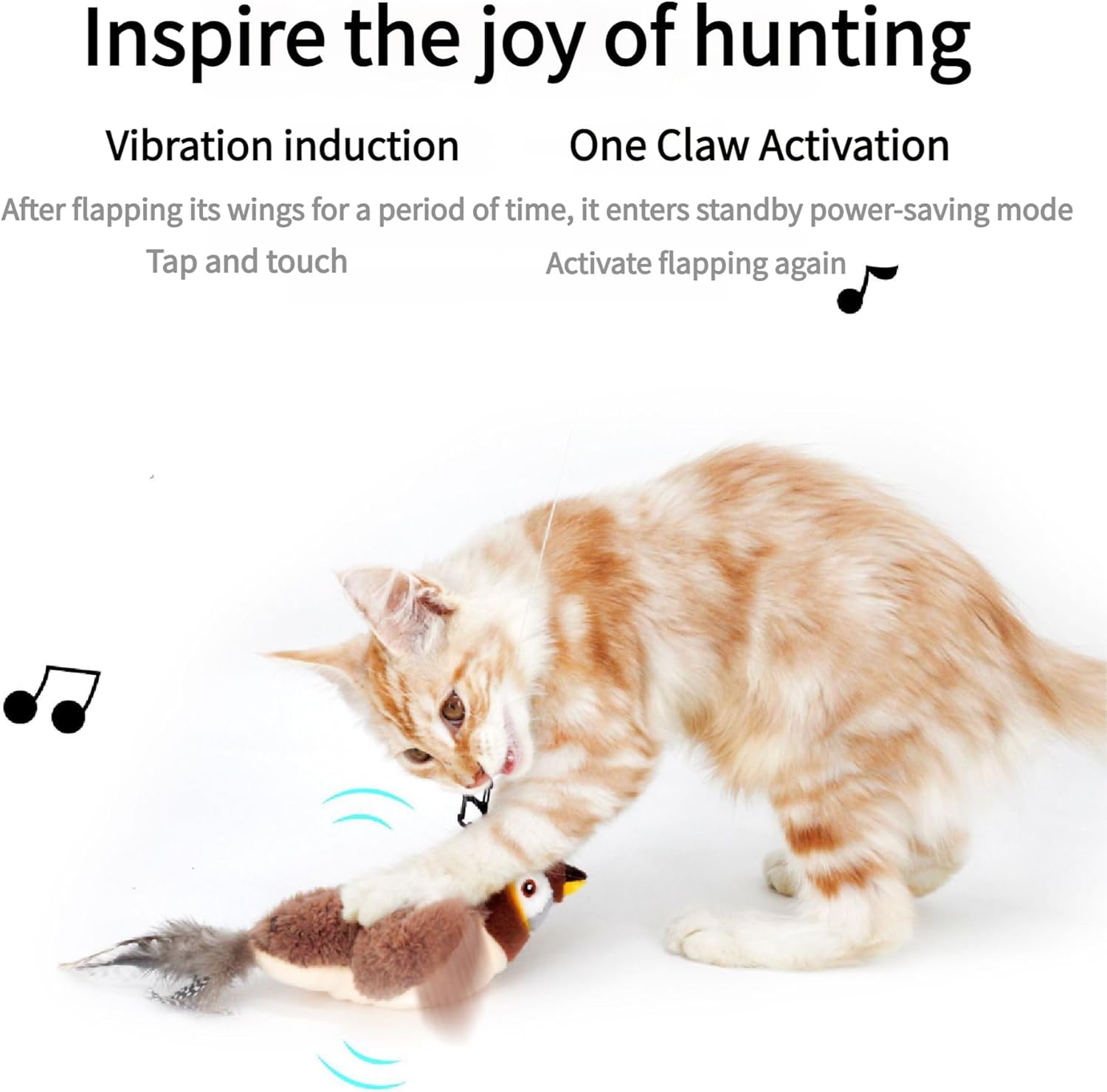 Interactive Chirping Bird Cat Toy - Flapping Bird Toy for Indoor Cats